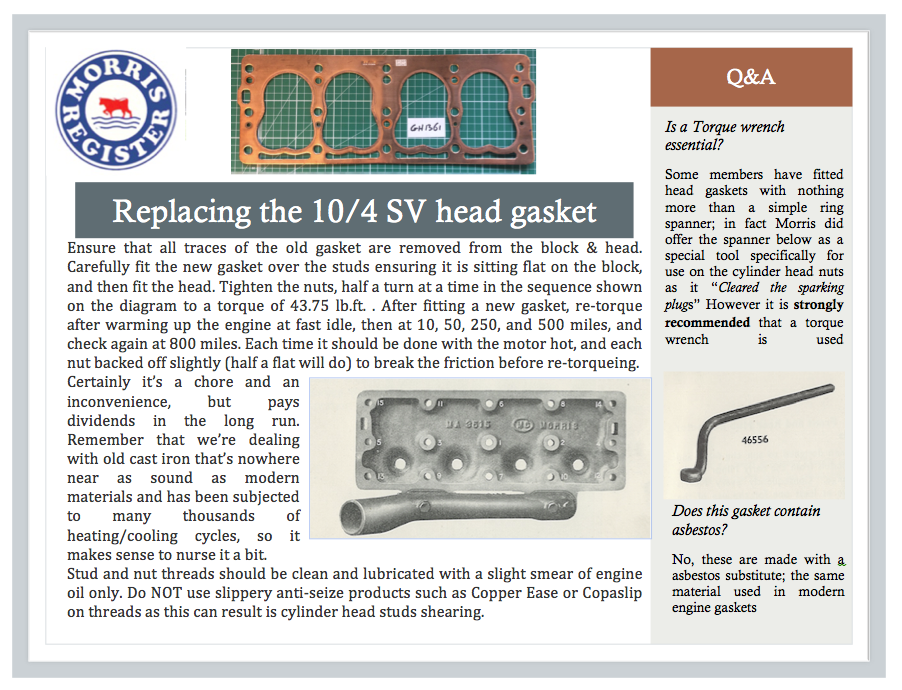 REplacing 10/4 SV Head Gasket